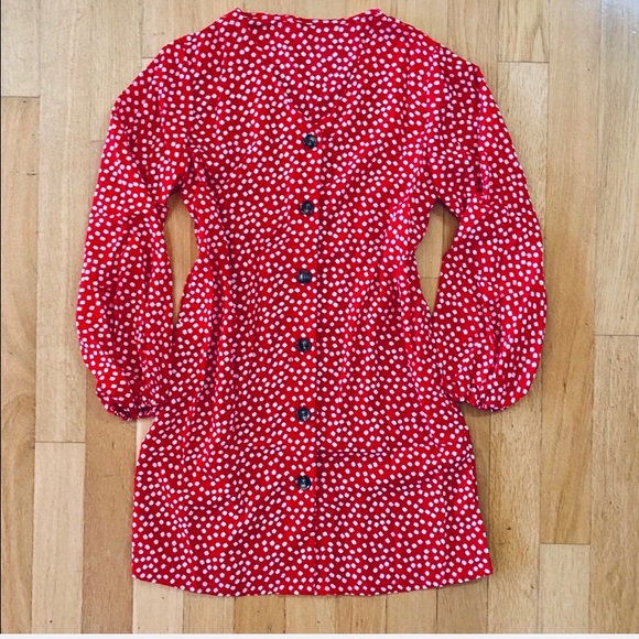 ***SOLD***Radiant Red Button Front Mini Dress - Picture 4 of 5